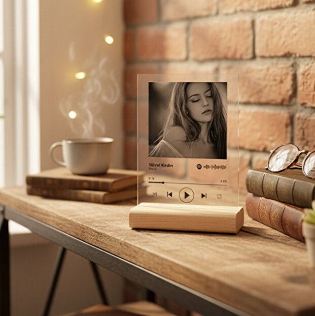 Spotify Pleksi Plak Barkodlu Kişiye Özel Hediye