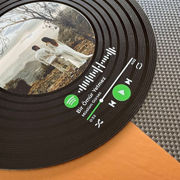 Kişiye Özel Spotify Barkodlu Siyah Plak