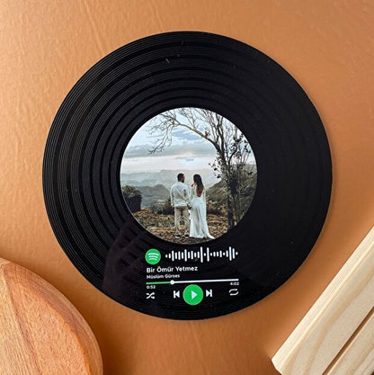Kişiye Özel Spotify Barkodlu Siyah Plak