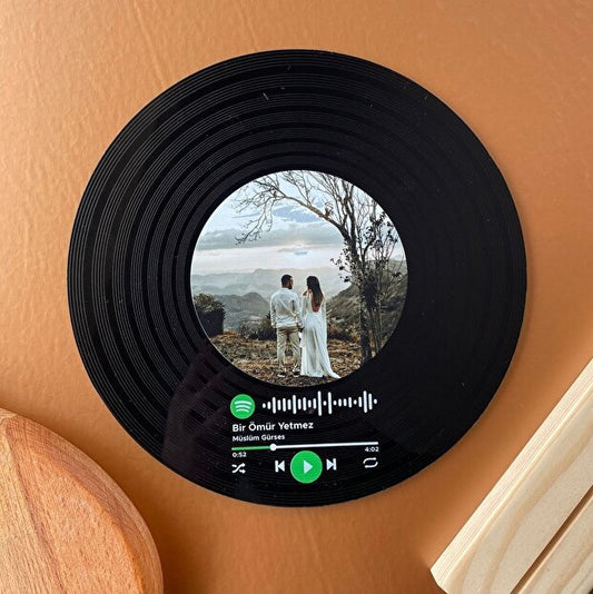 Kişiye Özel Spotify Barkodlu Siyah Plak