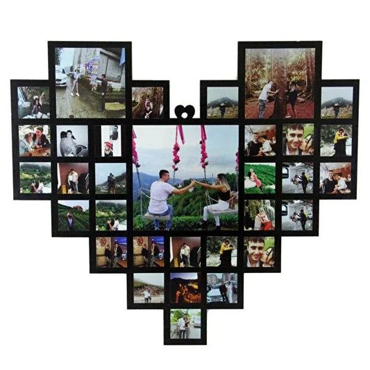 Kişiye Özel 32 Fotoğraflı Ahşap Kolaj Tablo