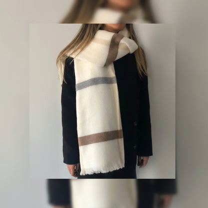 Ekose Atkı Kare Desenli Omuz Şalı