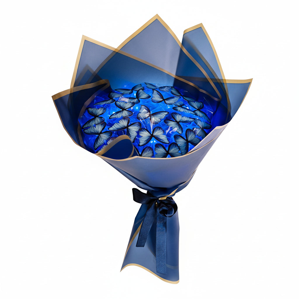 Led Işıklı Lacivert Kelebek Buketi