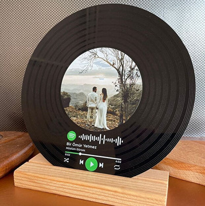 Kişiye Özel Spotify Barkodlu Siyah Plak