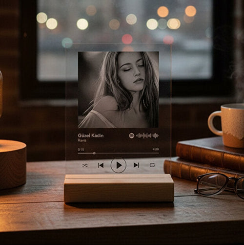 Spotify Pleksi Plak Barkodlu Kişiye Özel Hediye
