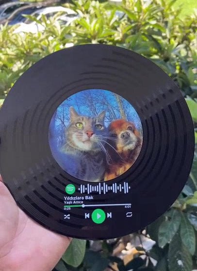 Kişiye Özel Spotify Barkodlu Siyah Plak